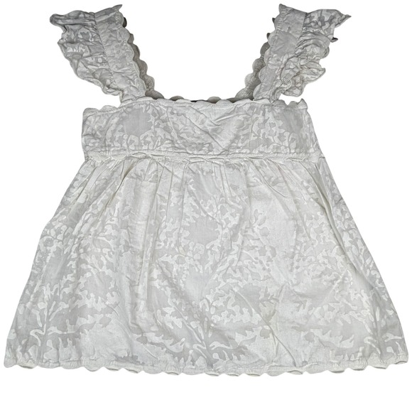 Juliet Dunn Tops - Juliet Dunn London Womens 2 US 6/8 White Cotton Babydoll Top Ruffle Boho